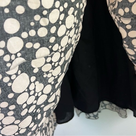 Linen Blend Saint Tropez West Boho Artsy Polkadot Fully Lined Pleated Midi Skirt - Picture 9 of 12